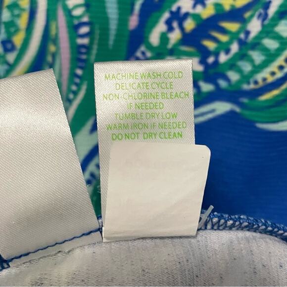 Lily Pulitzer Layton Blue Crush Shift Dress She Got Sole V-Neck Gold $198 XS - Picture 9 of 9